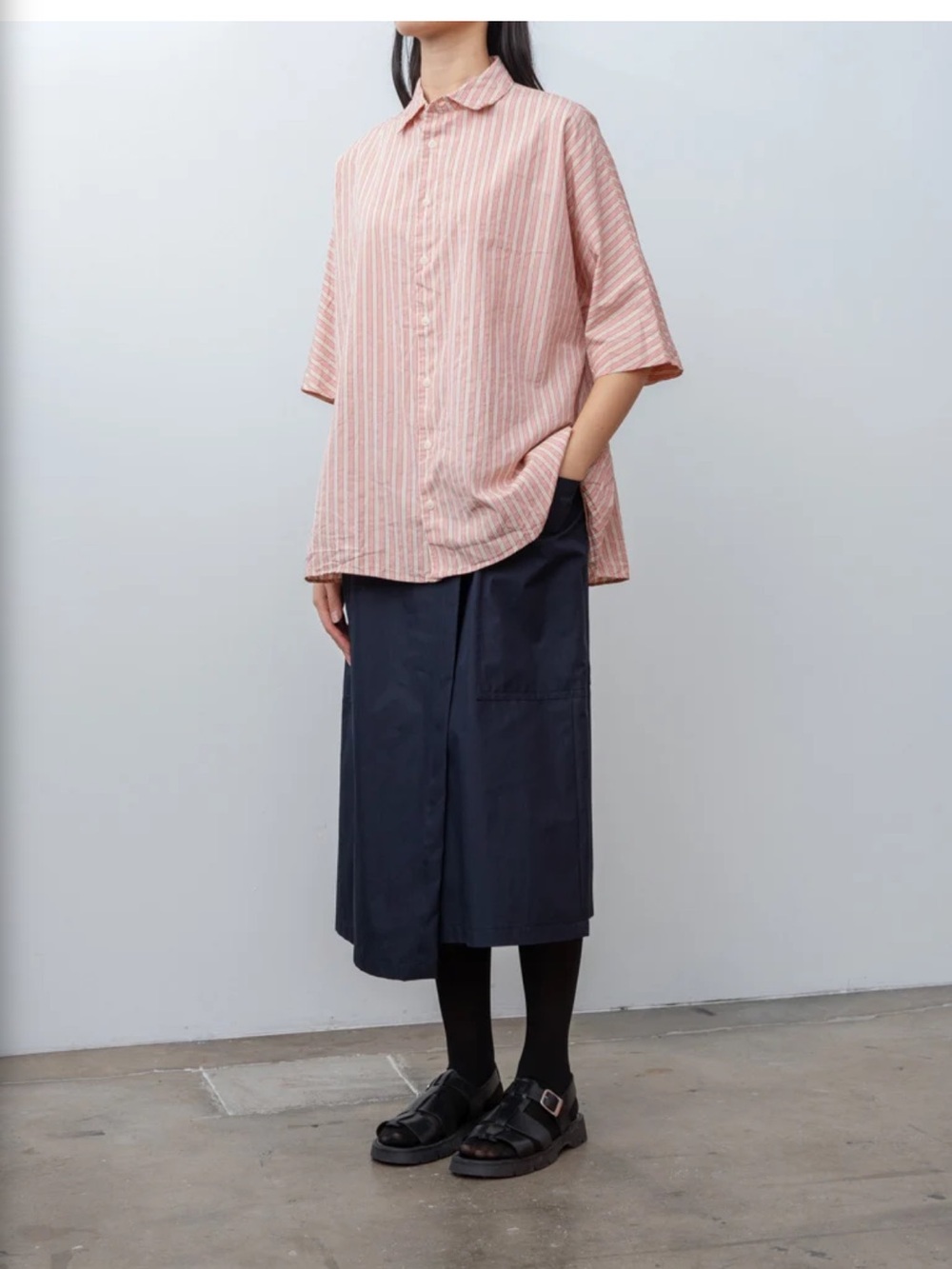 Casey Casey Pink and white Waga Soleil Shirt Striped cotton button-up shirt SM